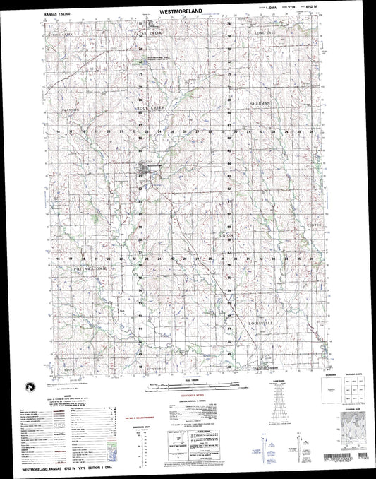 Westmoreland Kansas Military 1:50,000 Map