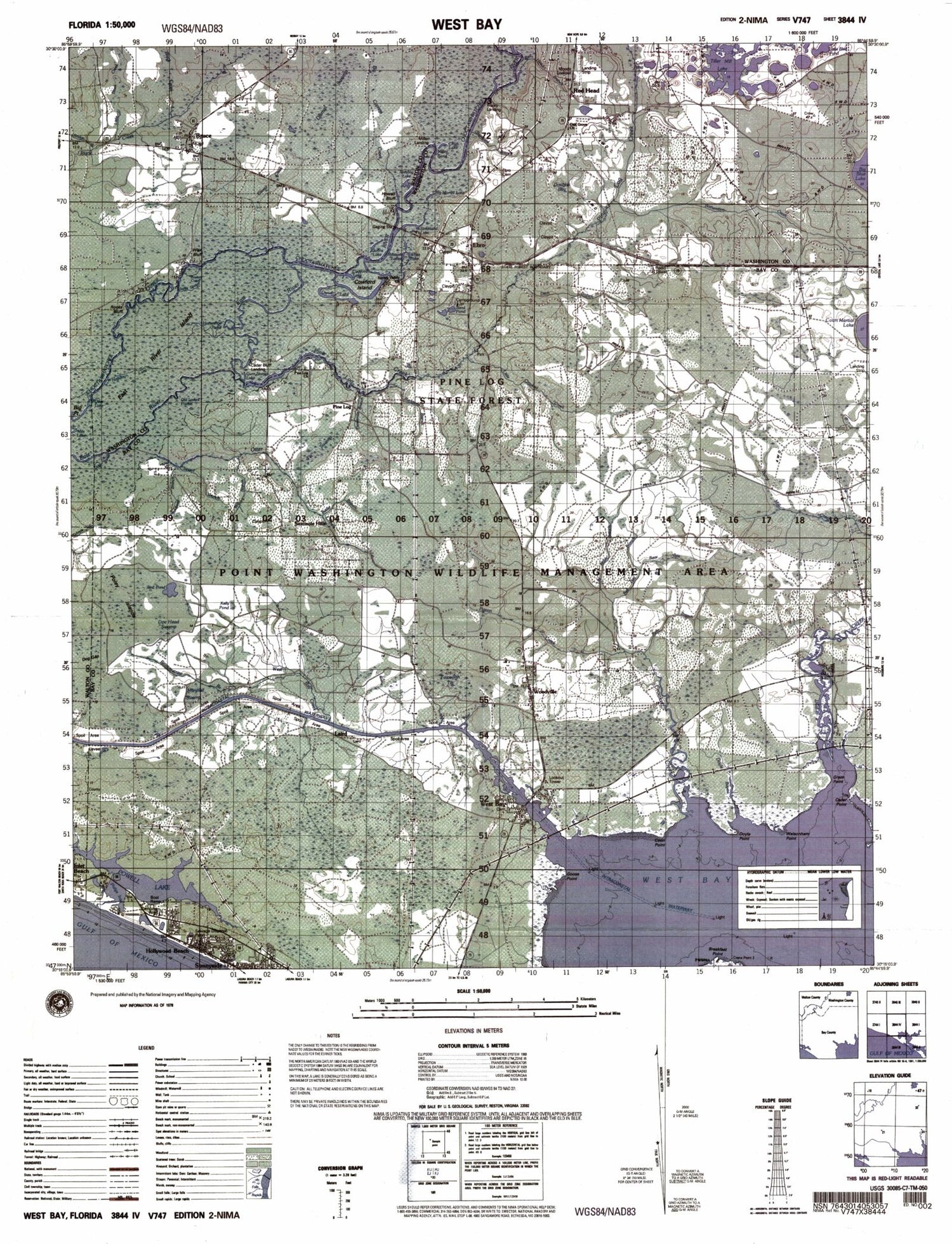 West Bay Florida Military 1:50,000 Map