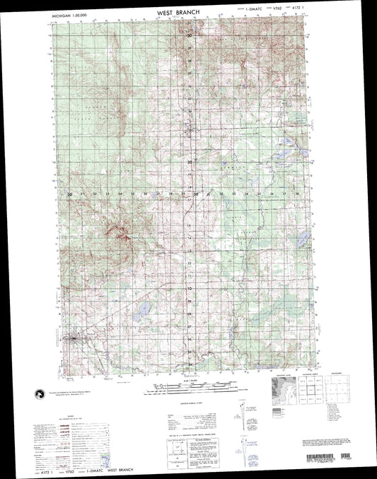 West Branch Michigan Military 1:50,000 Map