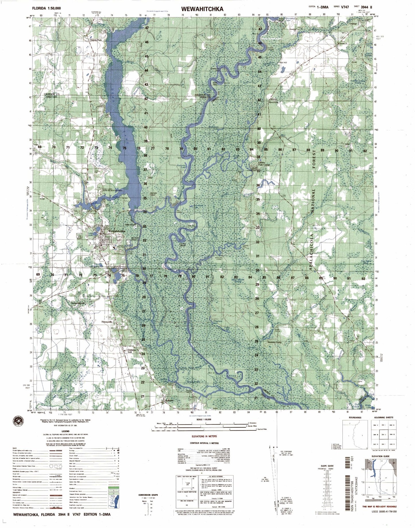 Wewahitchka Florida Military 1:50,000 Map