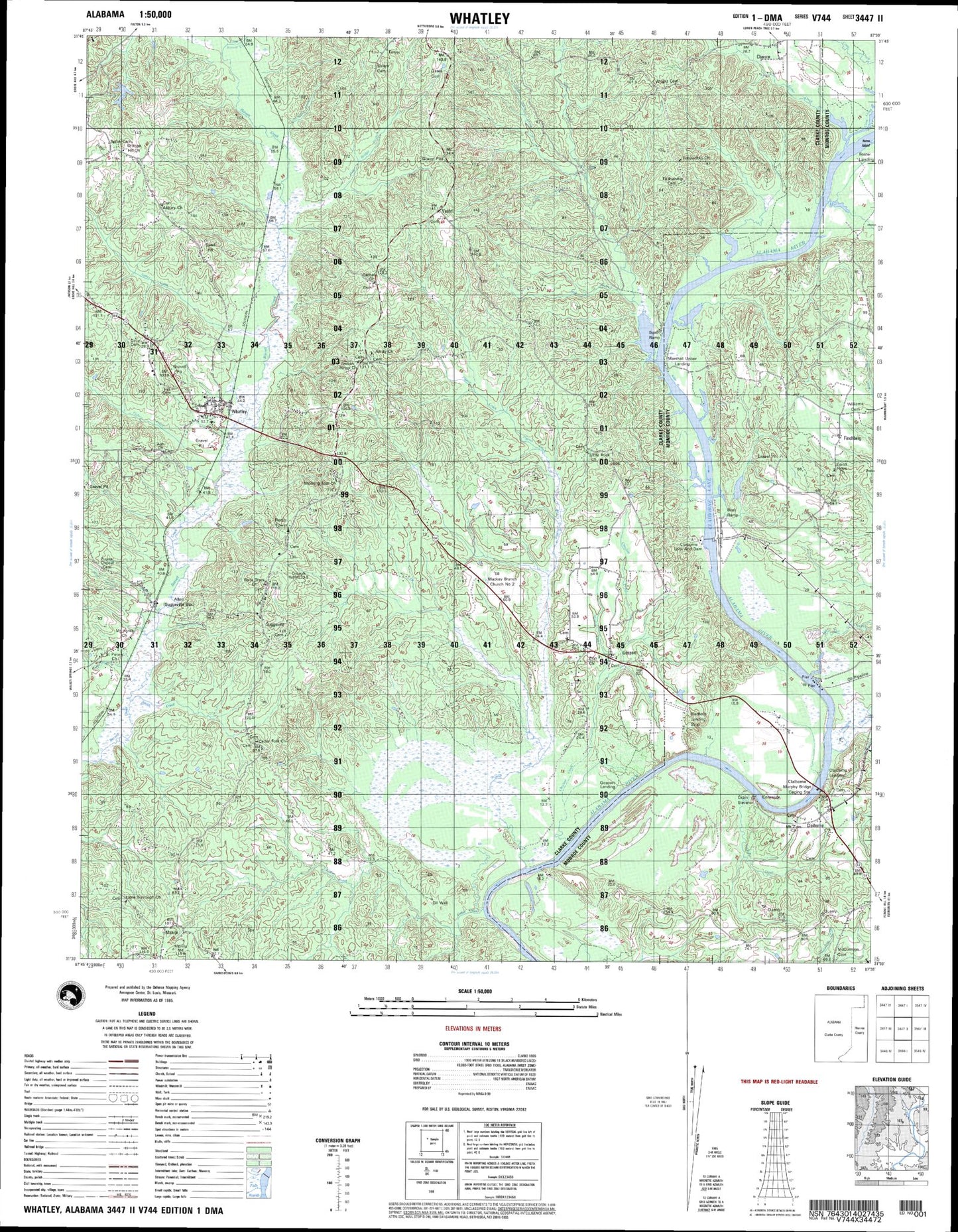 Whatley Alabama Military 1:50,000 Map