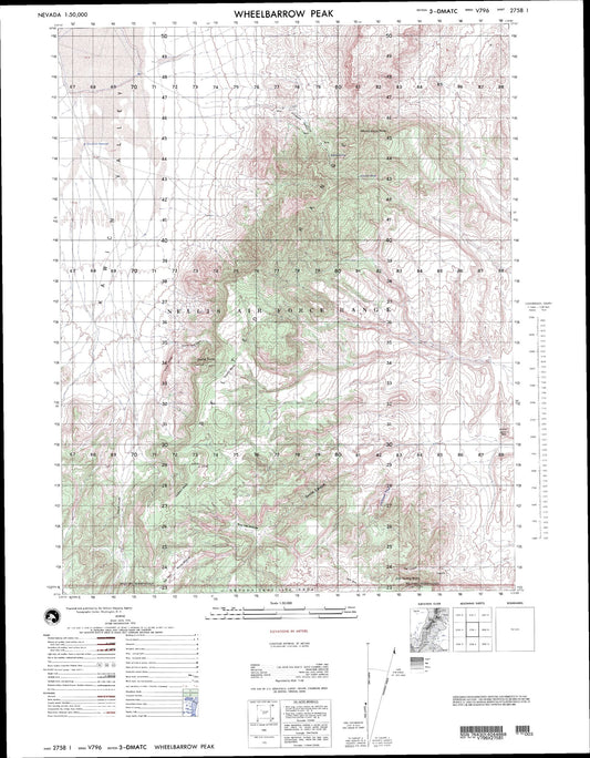 Wheelbarrow Peak Nevada Military 1:50,000 Map