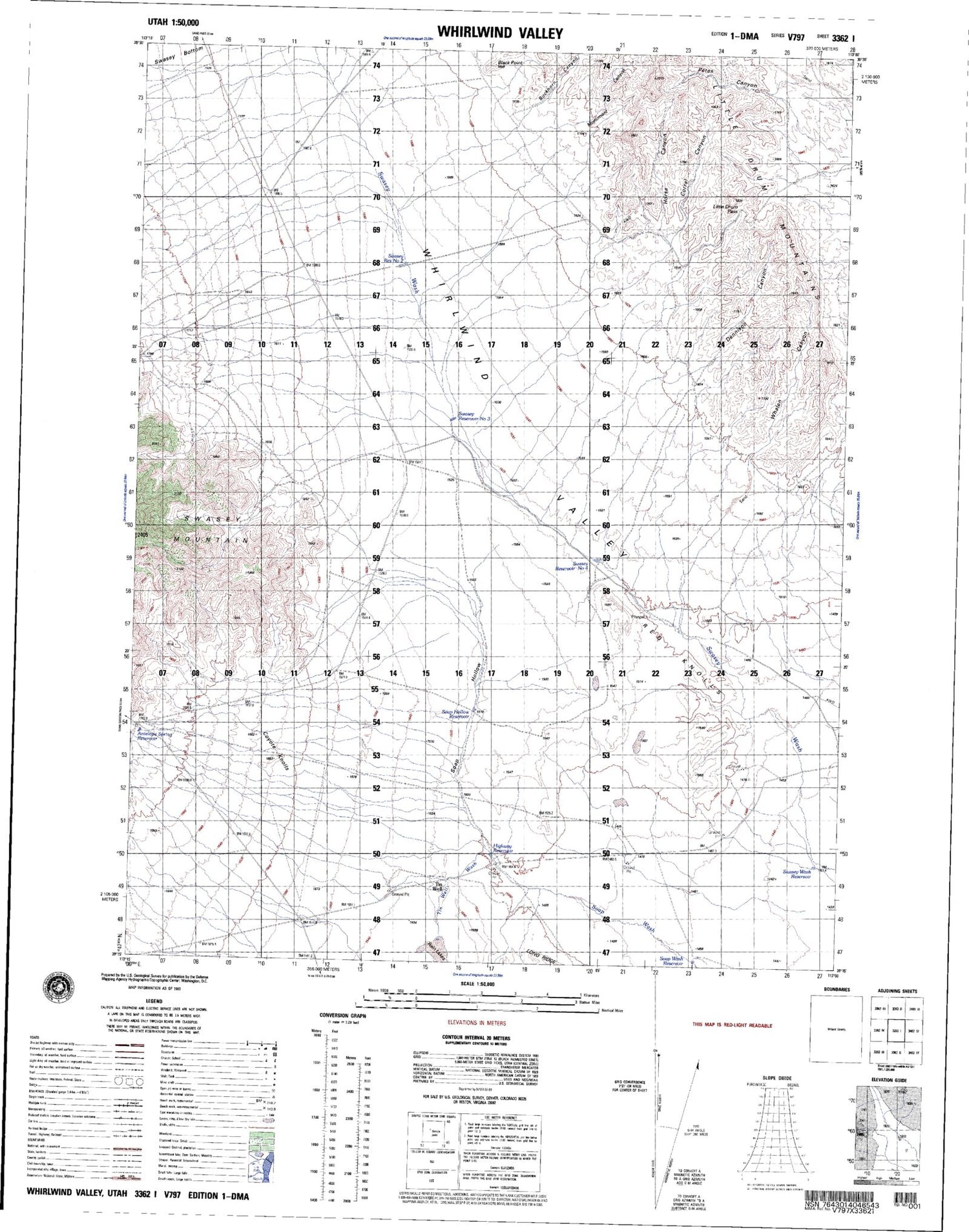 Whirlwind Valley Utah Military 1:50,000 Map