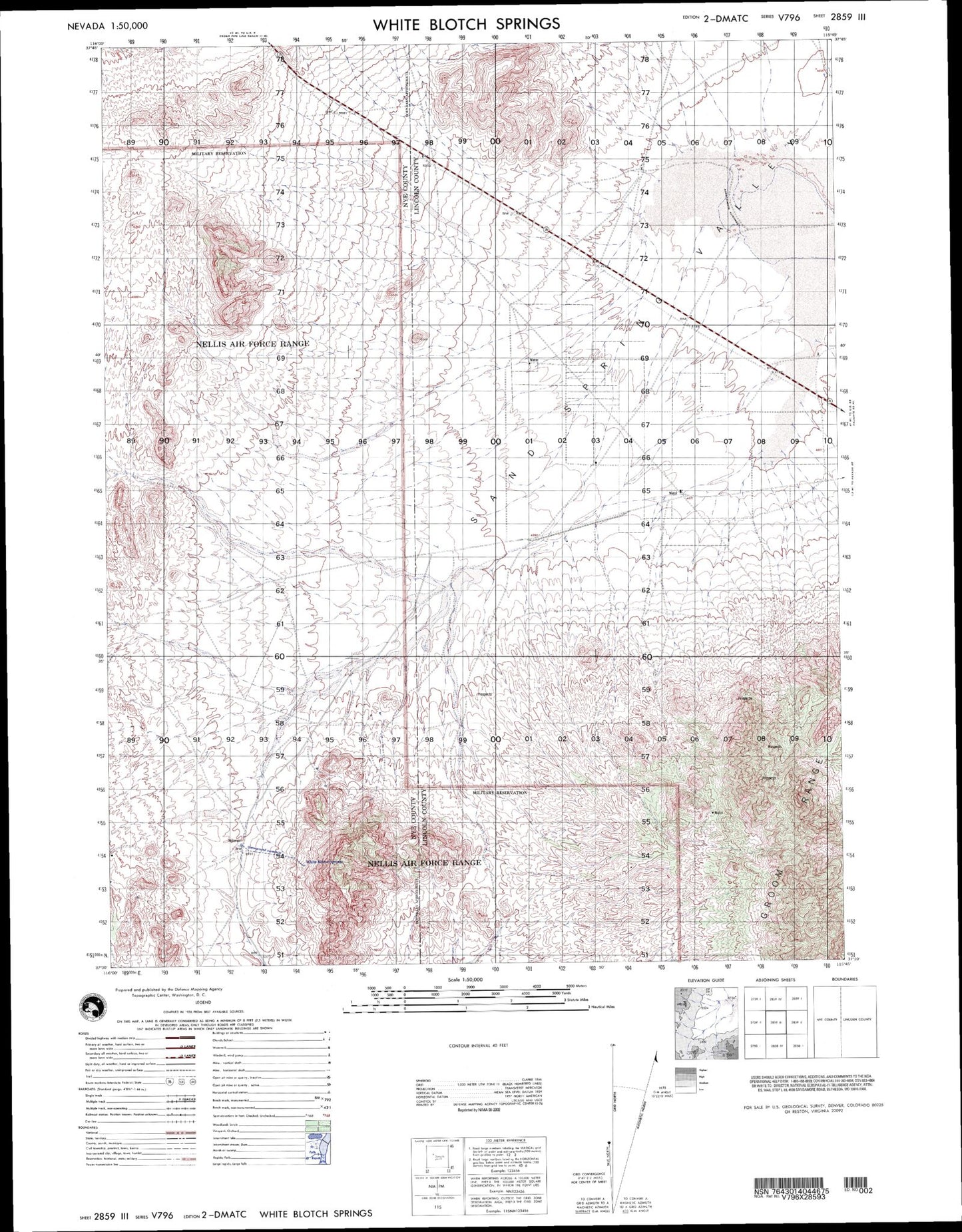 White Blotch Spring Nevada Military 1:50,000 Map