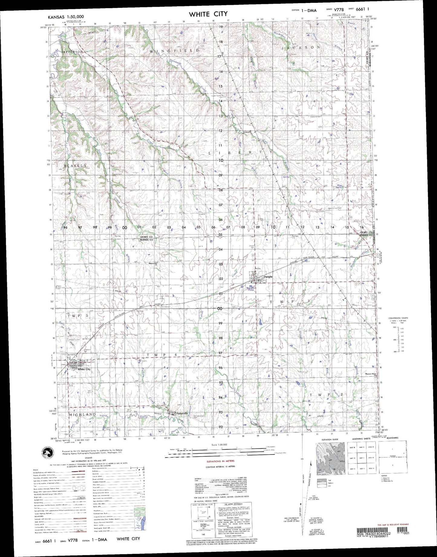 White City Kansas Military 1:50,000 Map