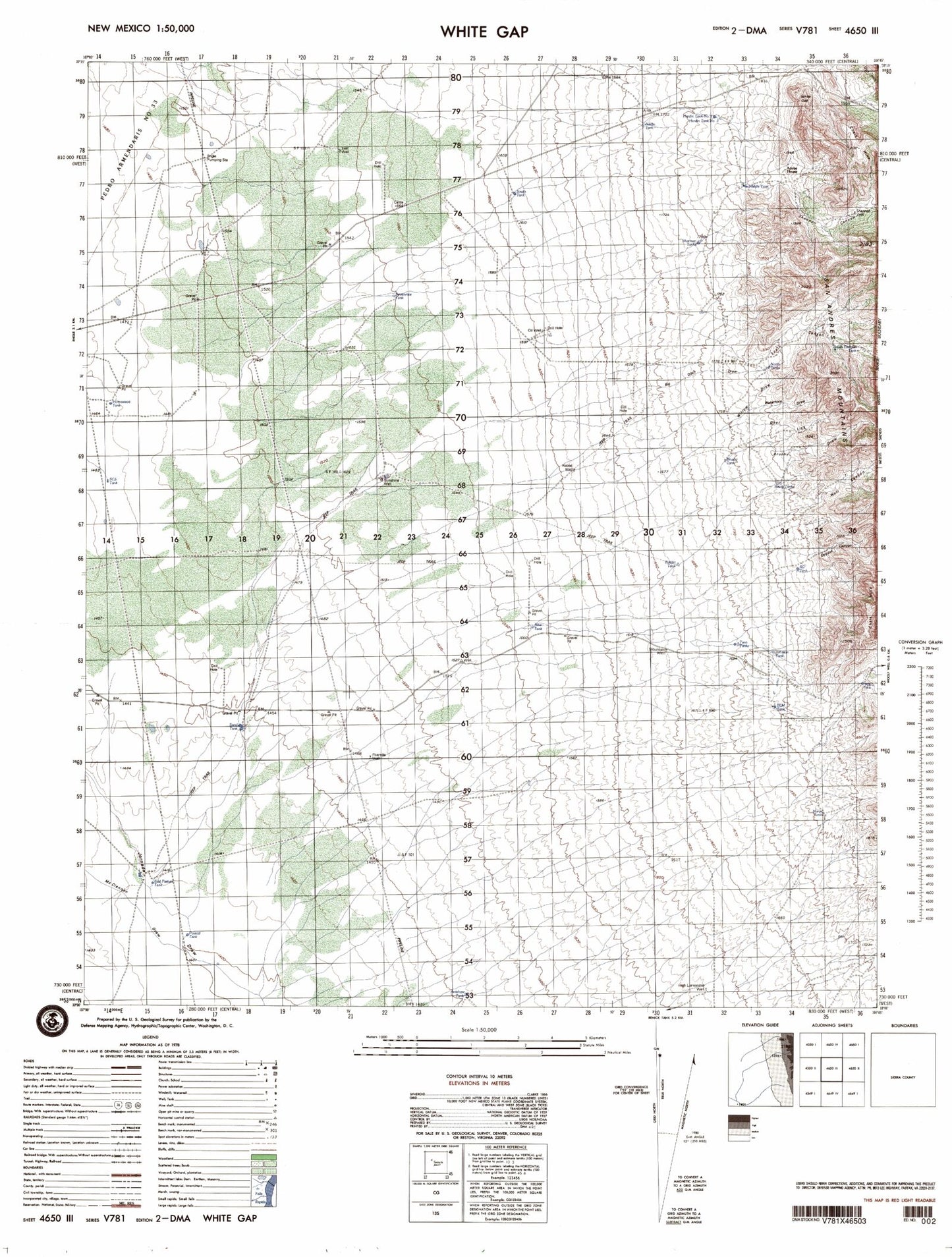 White Gap New Mexico Military 1:50,000 Map