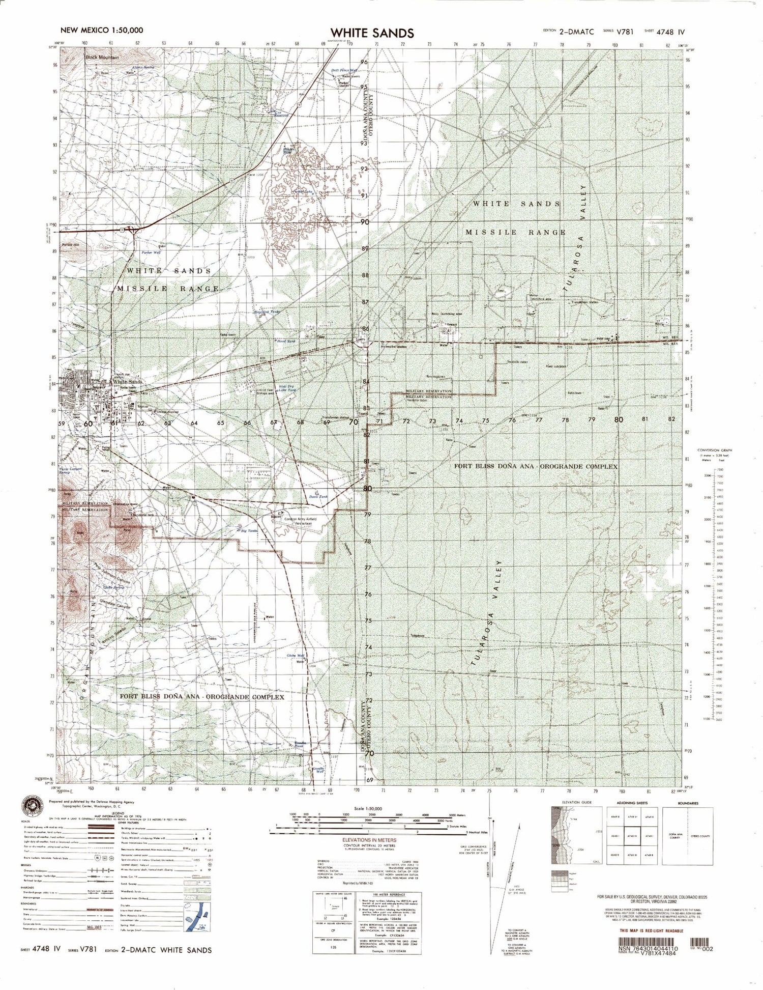 White Sands New Mexico Military 1:50,000 Map