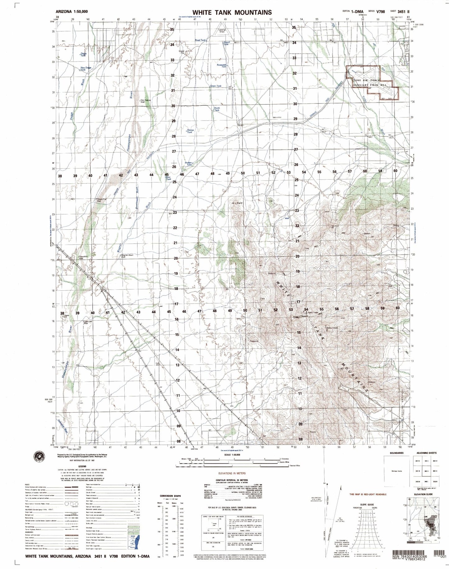 White Tank Mountains Arizona Military 1:50,000 Map