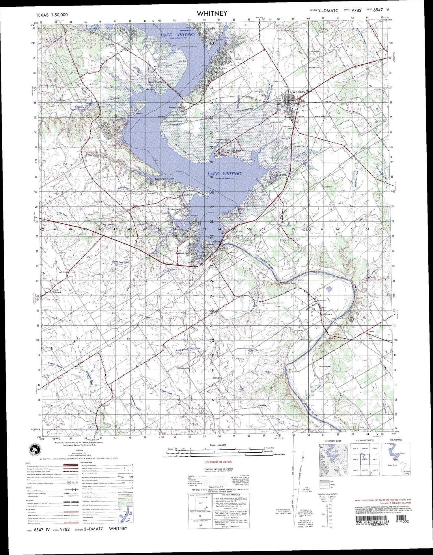 Whitney Texas Military 1:50,000 Map