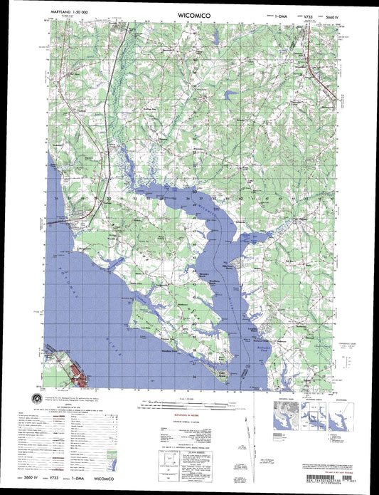 Wicomico Maryland Military 1:50,000 Map