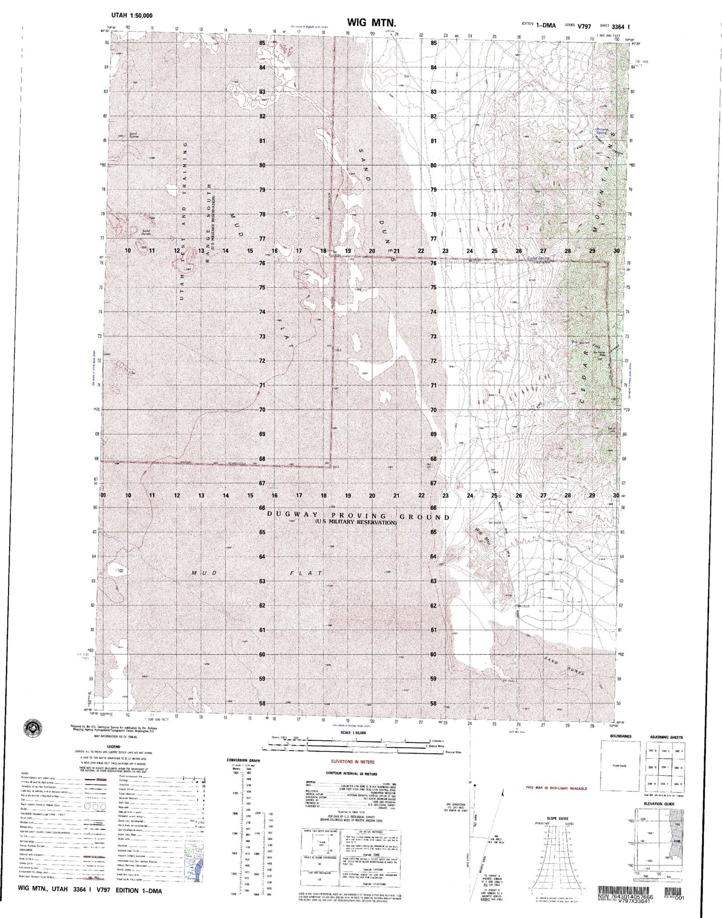 Wig Mtn Utah Military 1:50,000 Map