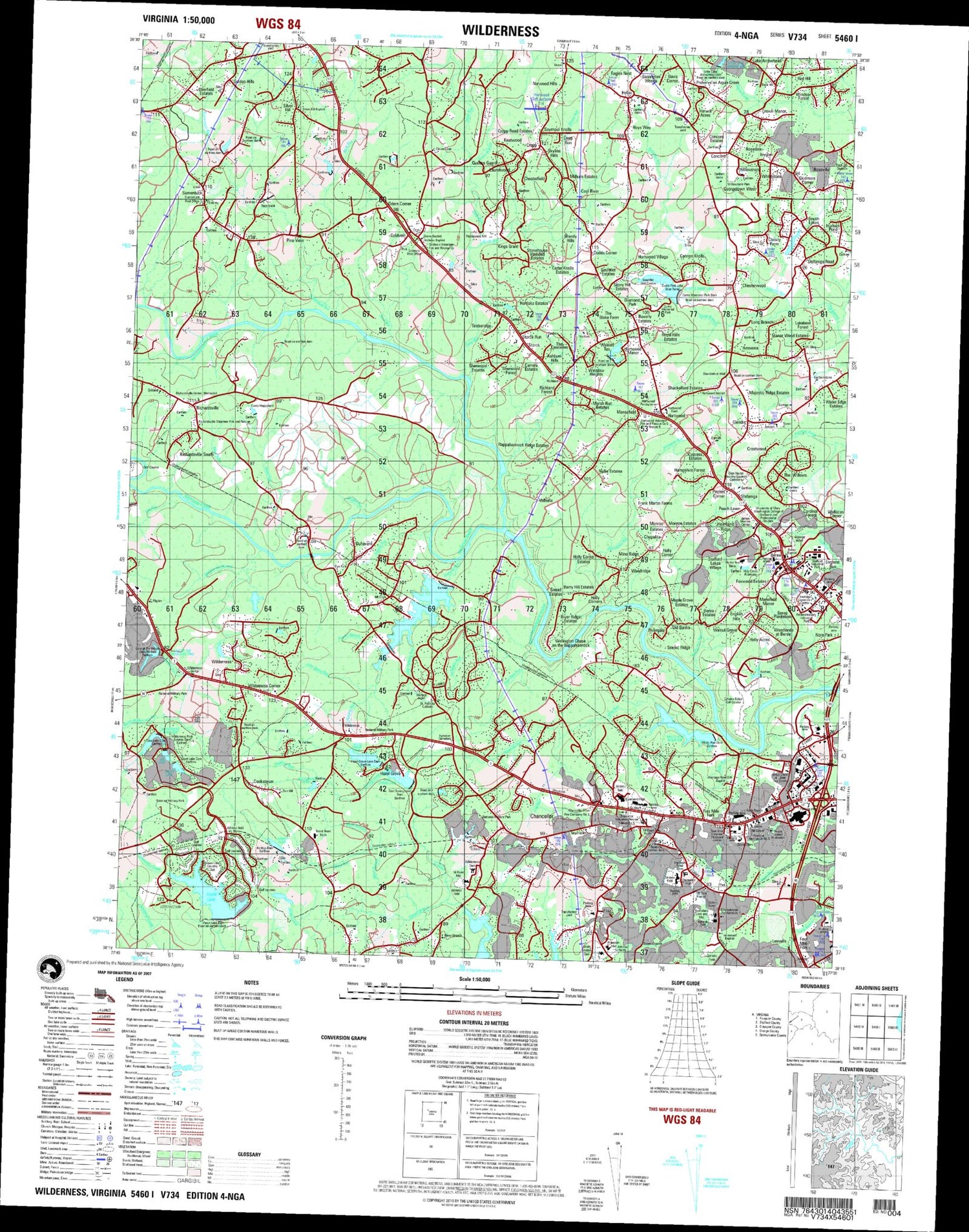 Wilderness Virginia Military 1:50,000 Map