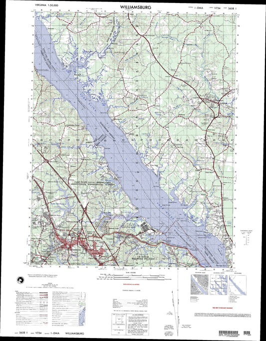 Williamsburg Virginia Military 1:50,000 Map