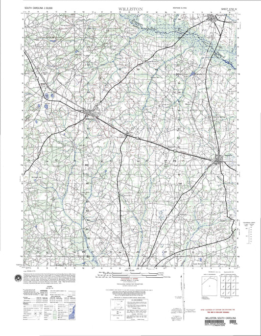 Williston South Carolina Military 1:50,000 Map