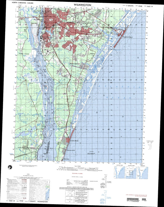 Wilmington North Carolina Military 1:50,000 Map