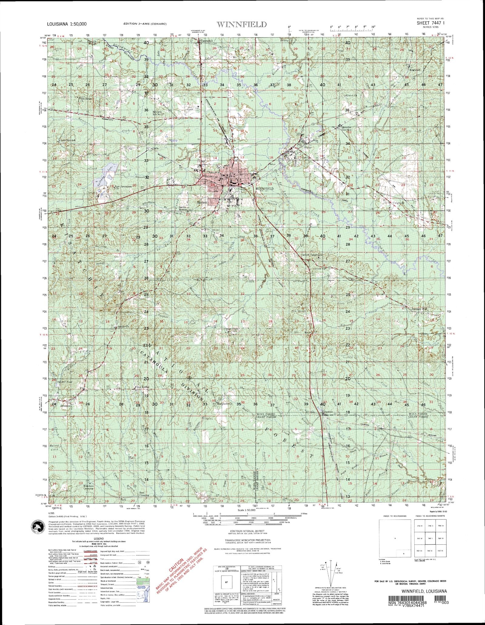 Winnfield Louisiana Military 1:50,000 Map – MyTopo Map Store