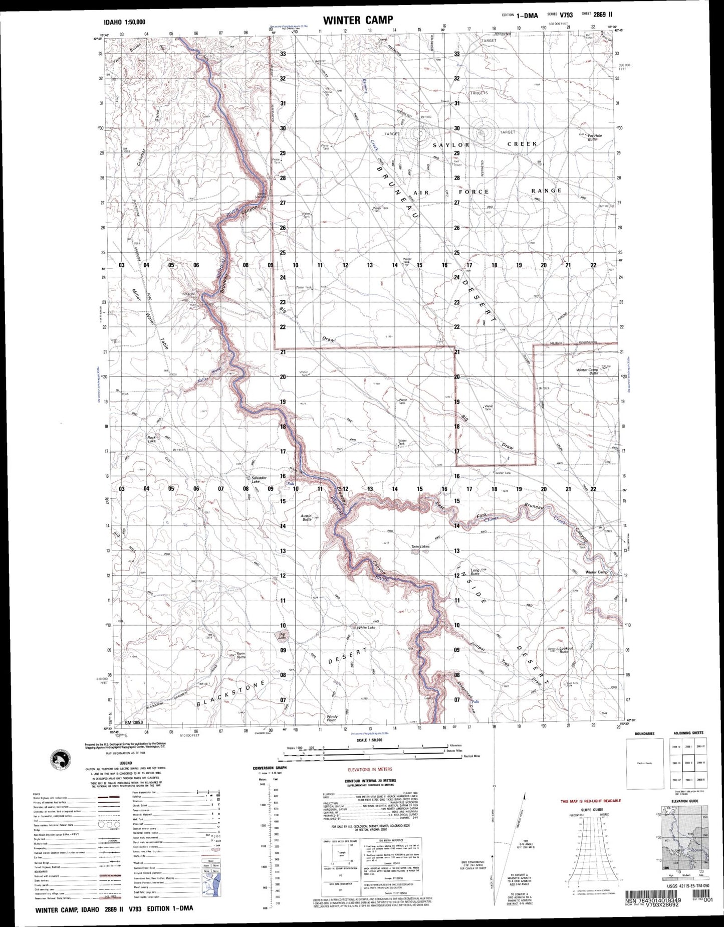 Winter Camp Idaho Military 1:50,000 Map