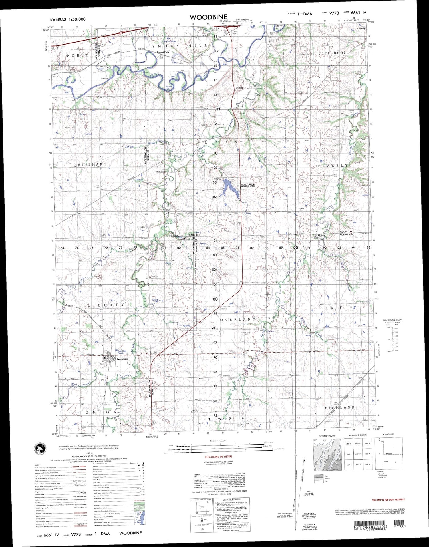 Woodbine Kansas Military 1:50,000 Map