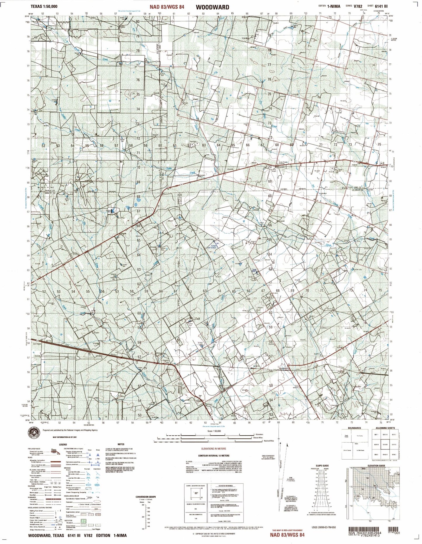 Woodward Texas Military 1:50,000 Map