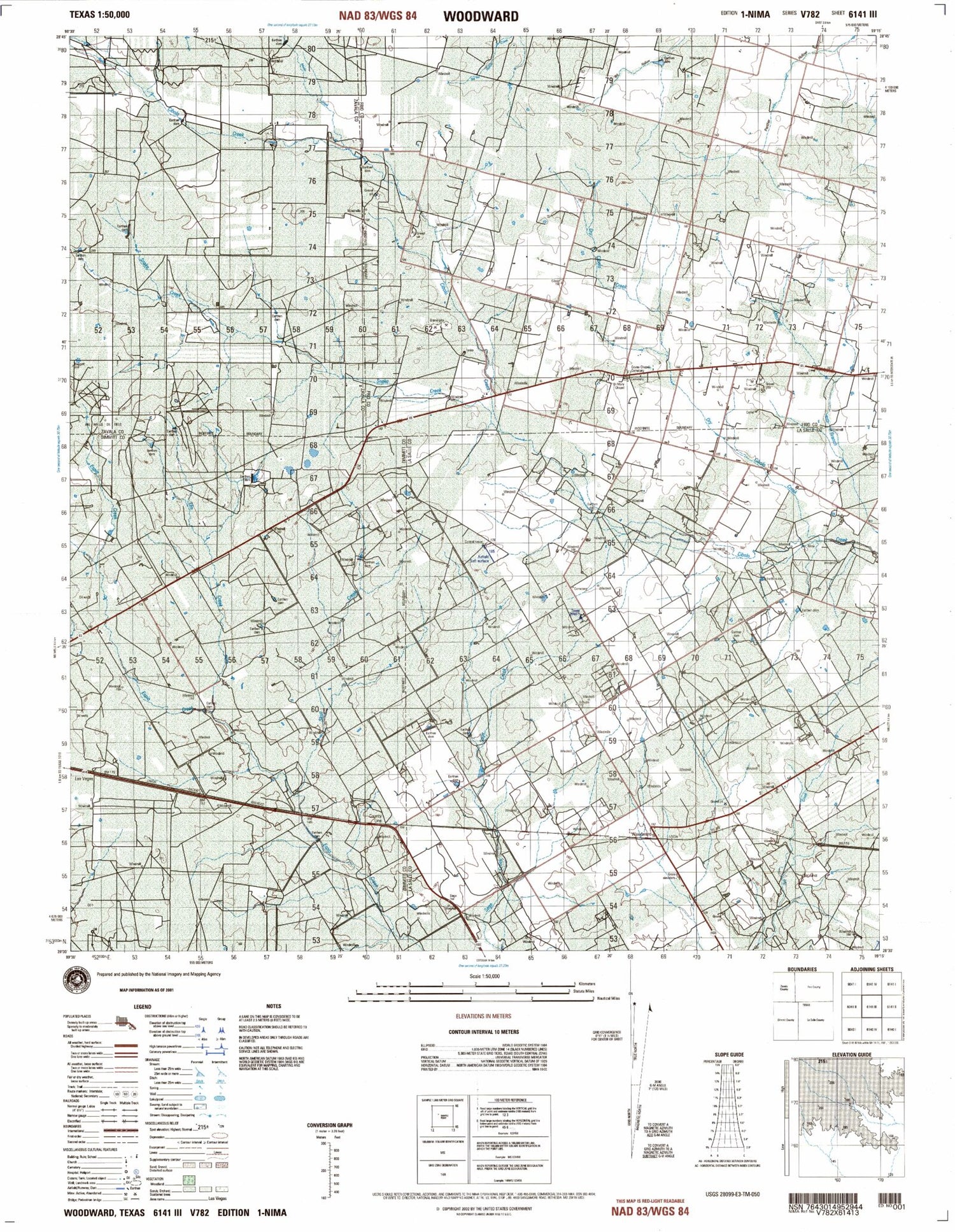 Woodward Texas Military 1:50,000 Map