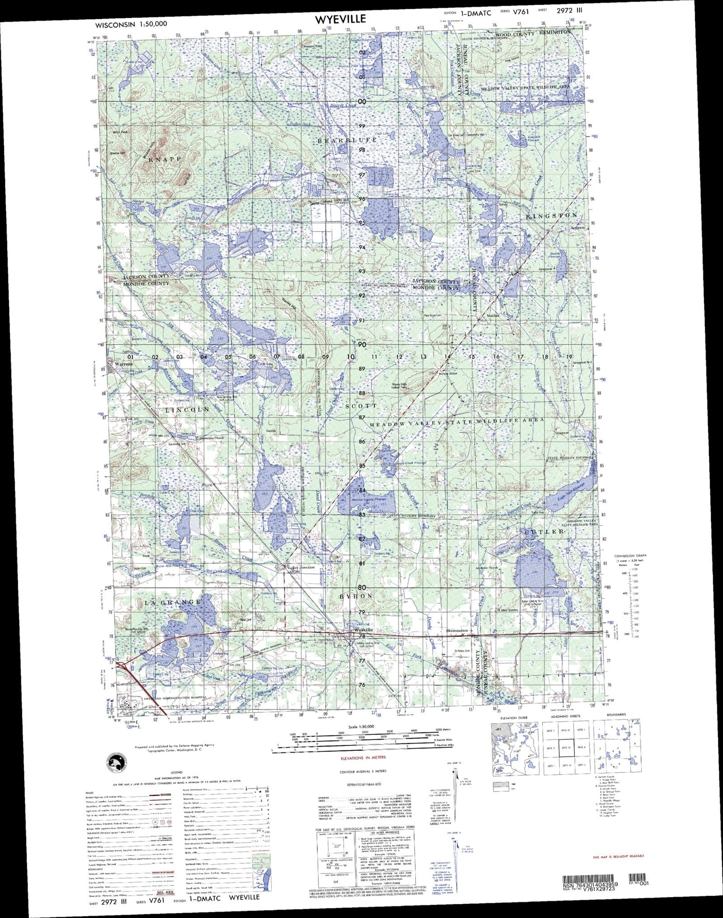 Wyeville Wisconsin Military 1:50,000 Map