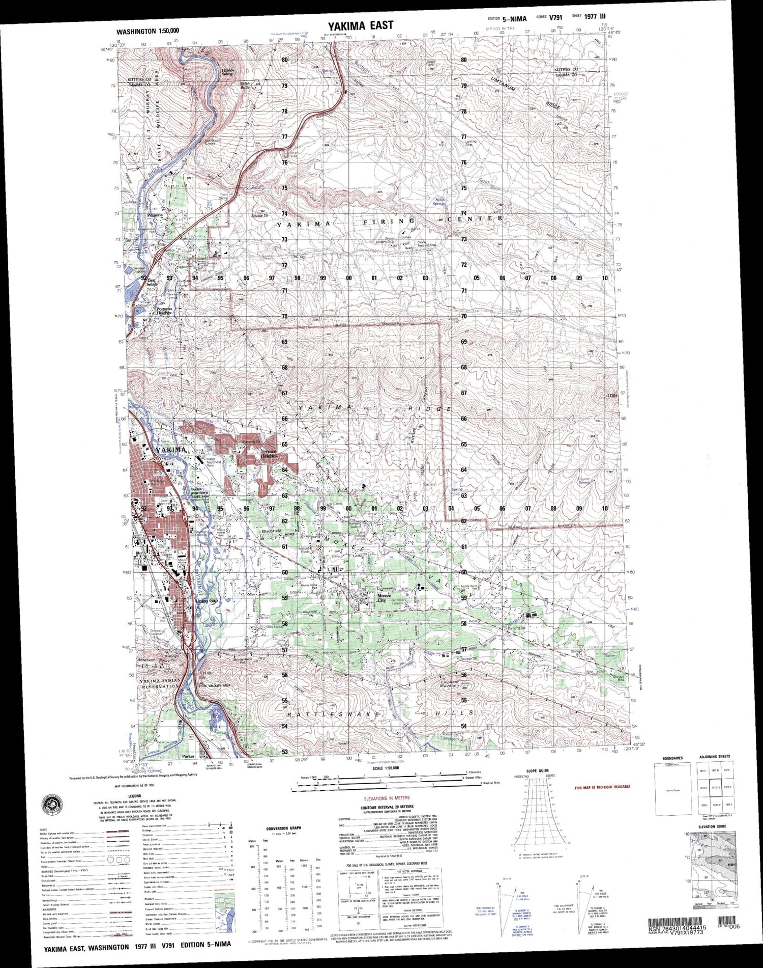 Yakima East Washington Military 1:50,000 Map