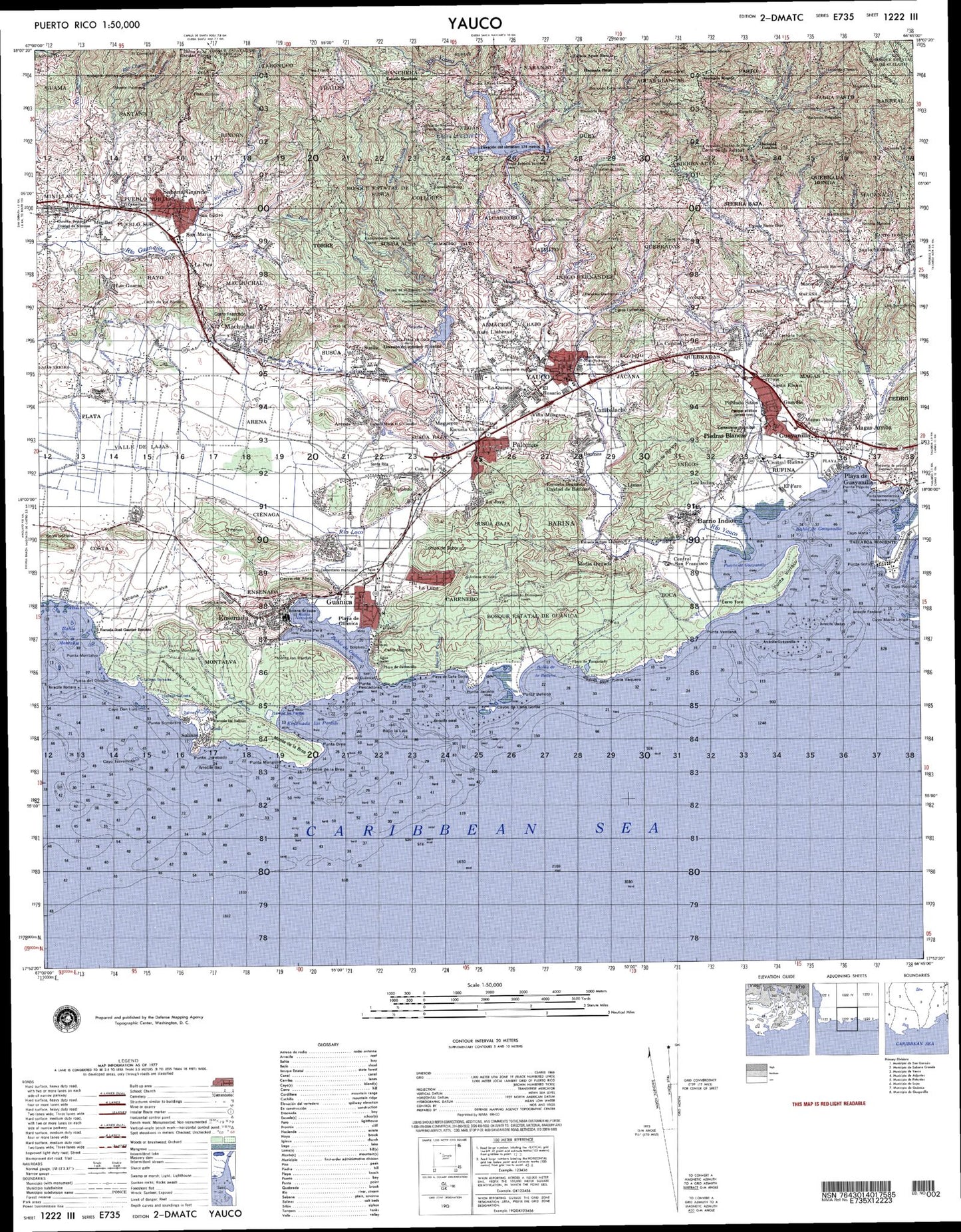 Yauco Puerto Rico Military 1:50,000 Map