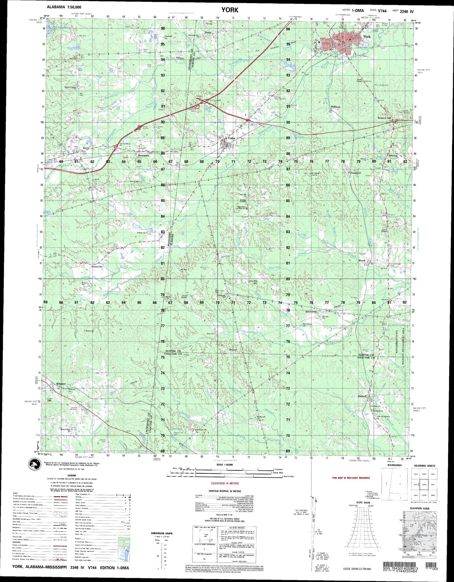 York Alabama Military 1:50,000 Map