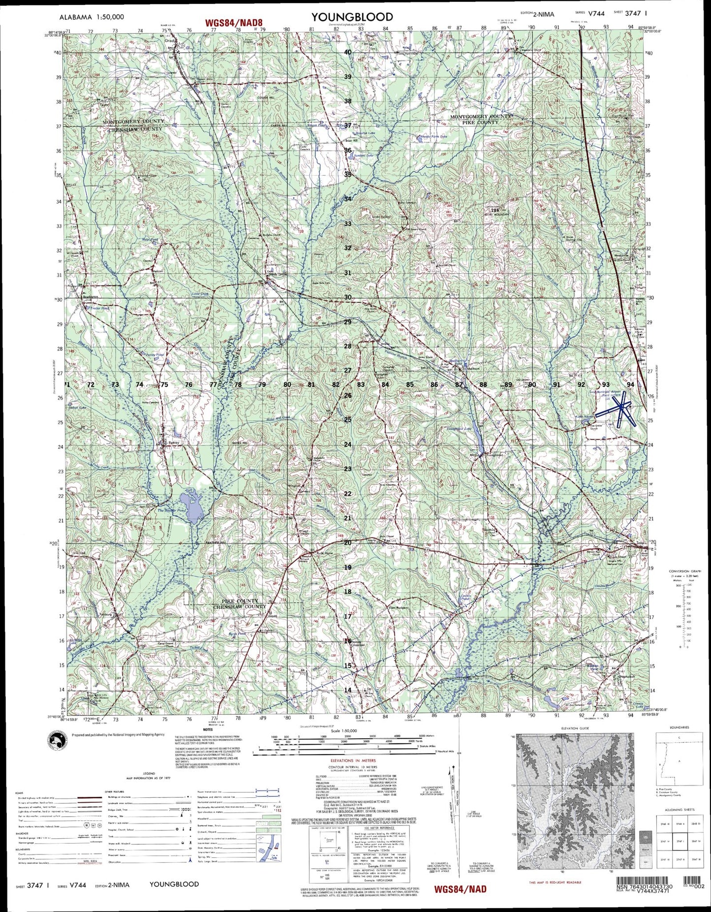 Youngblood Alabama Military 1:50,000 Map