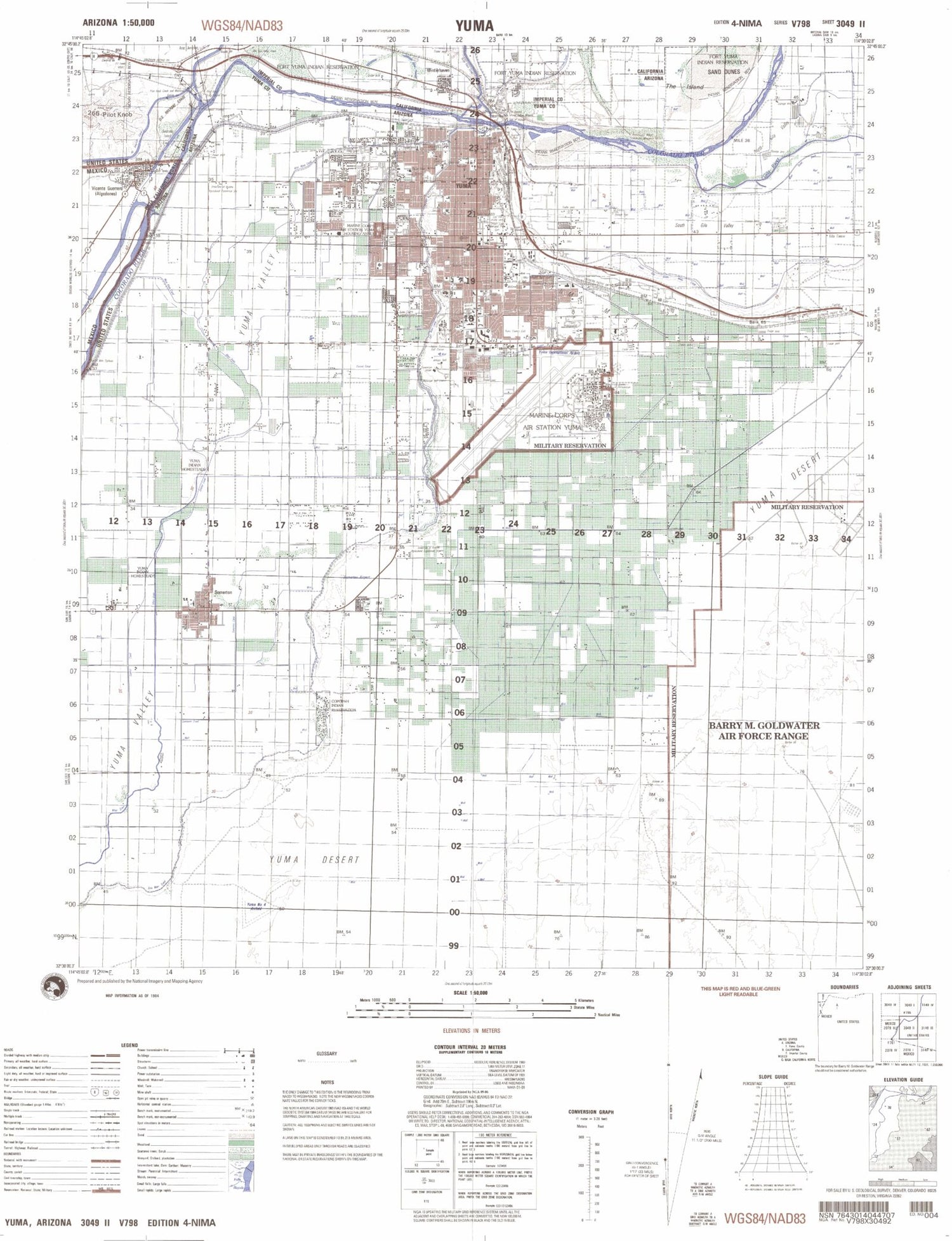 Yuma Arizona Military 1:50,000 Map