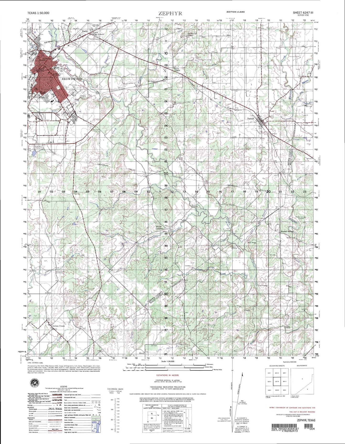 Zephyr Texas Military 1:50,000 Map