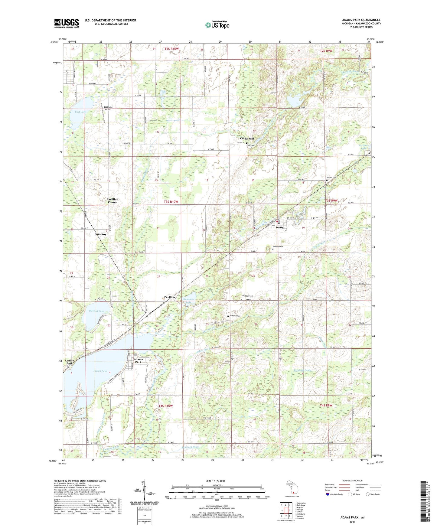 Adams Park Michigan US Topo Map Image