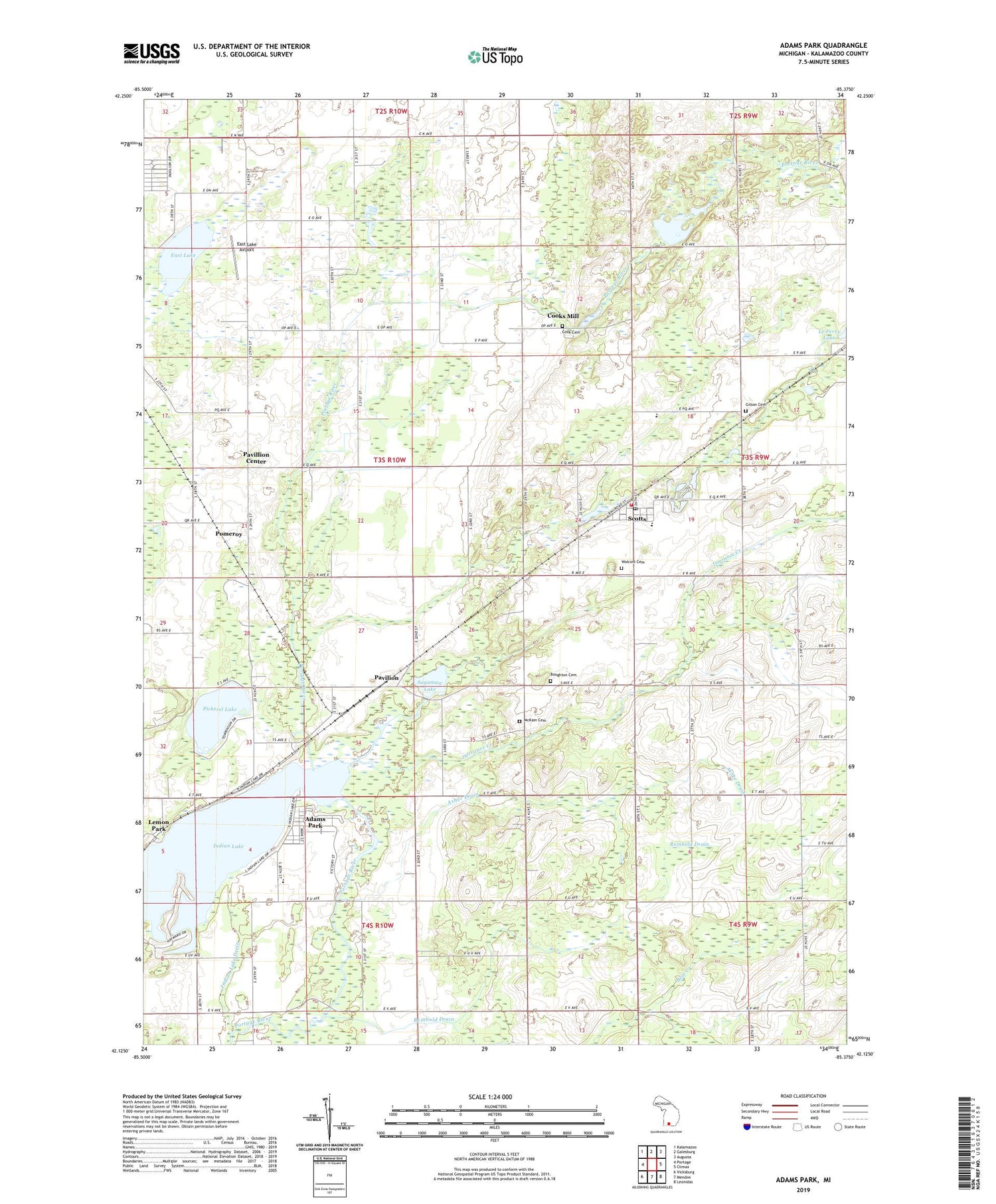 Adams Park Michigan US Topo Map Image