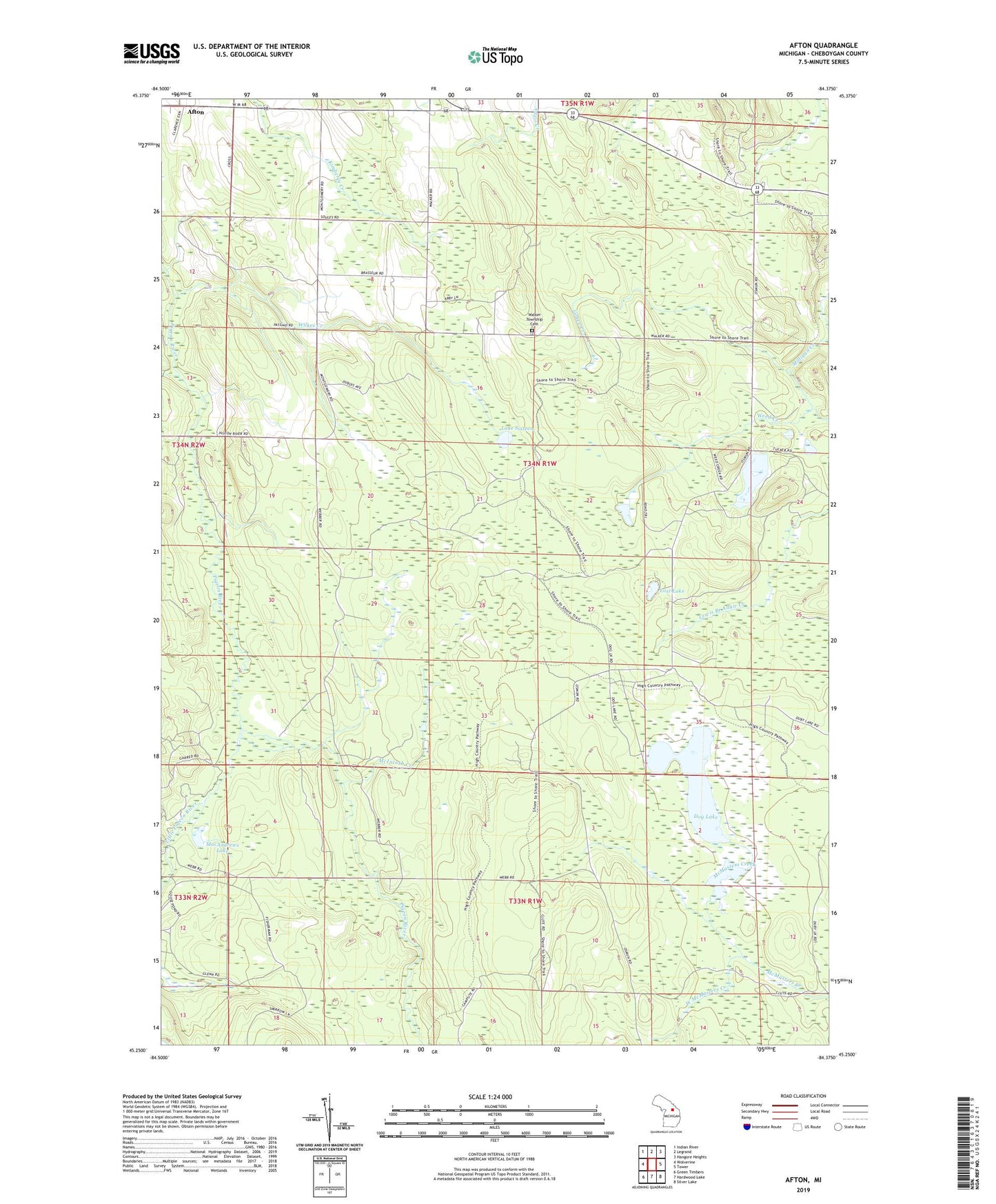 Afton Michigan US Topo Map Image
