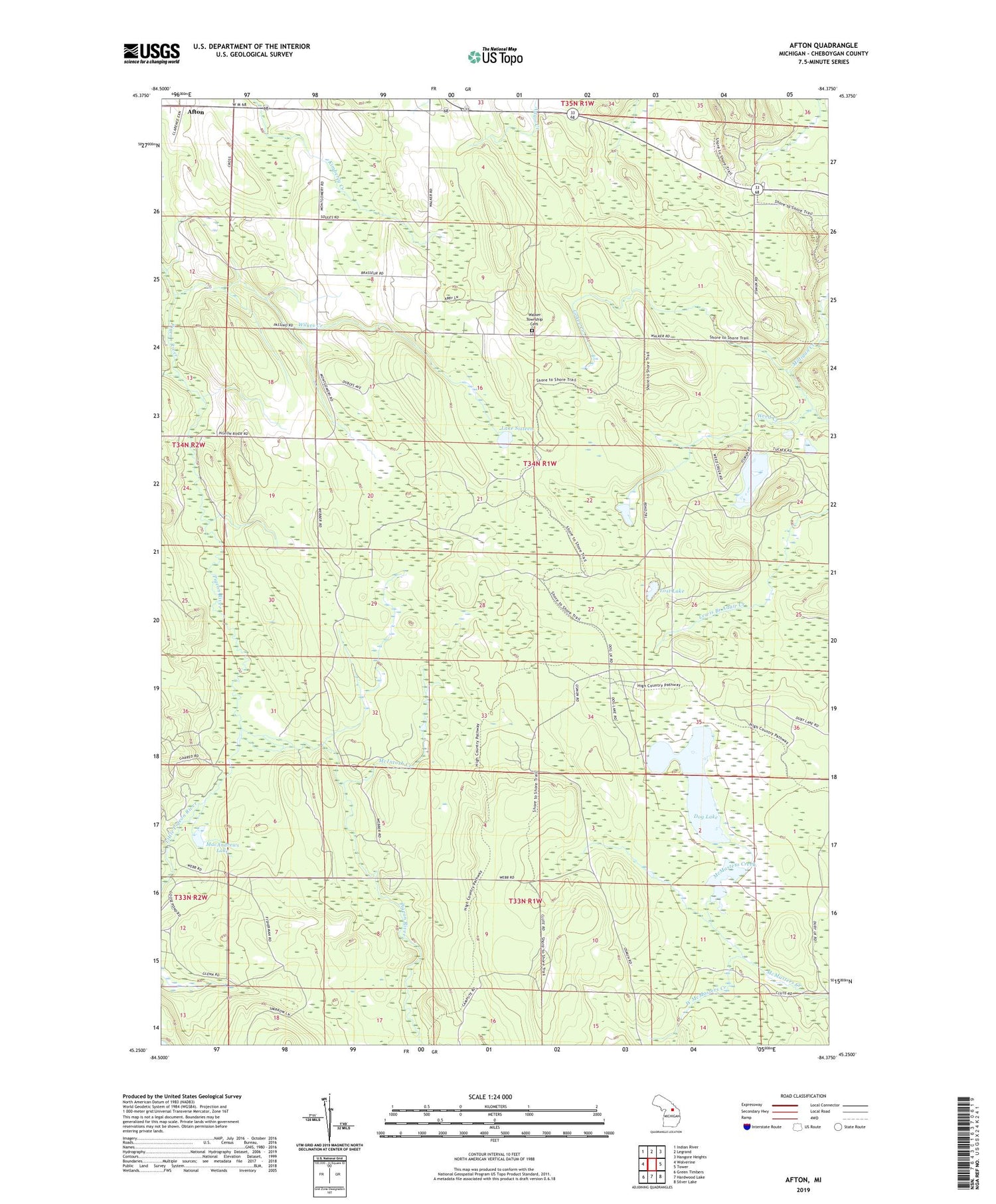 Afton Michigan US Topo Map Image