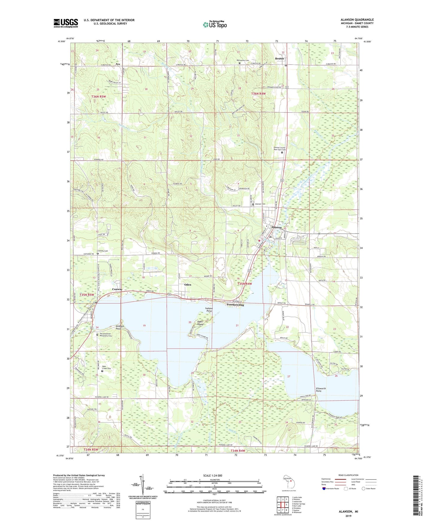 Alanson Michigan US Topo Map Image