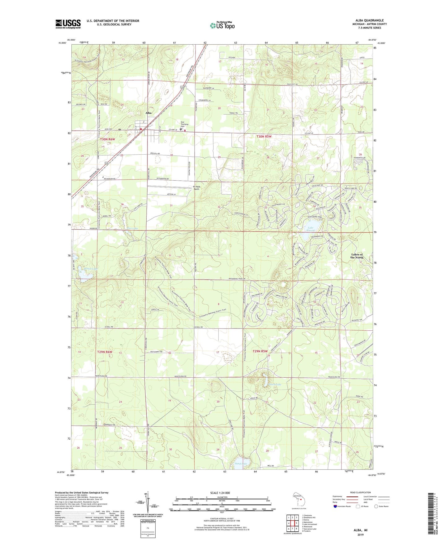 Alba Michigan US Topo Map Image