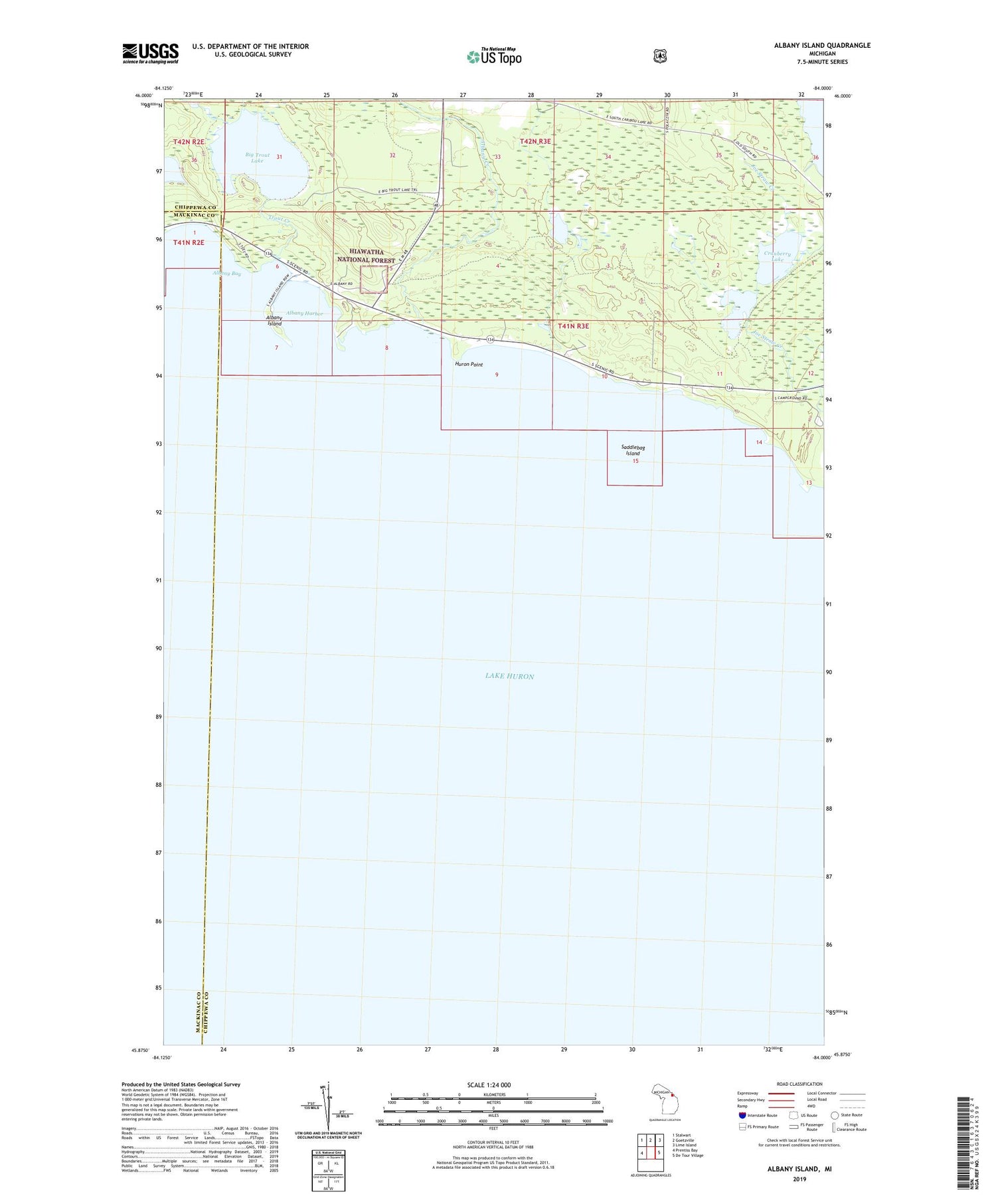 Albany Island Michigan US Topo Map Image