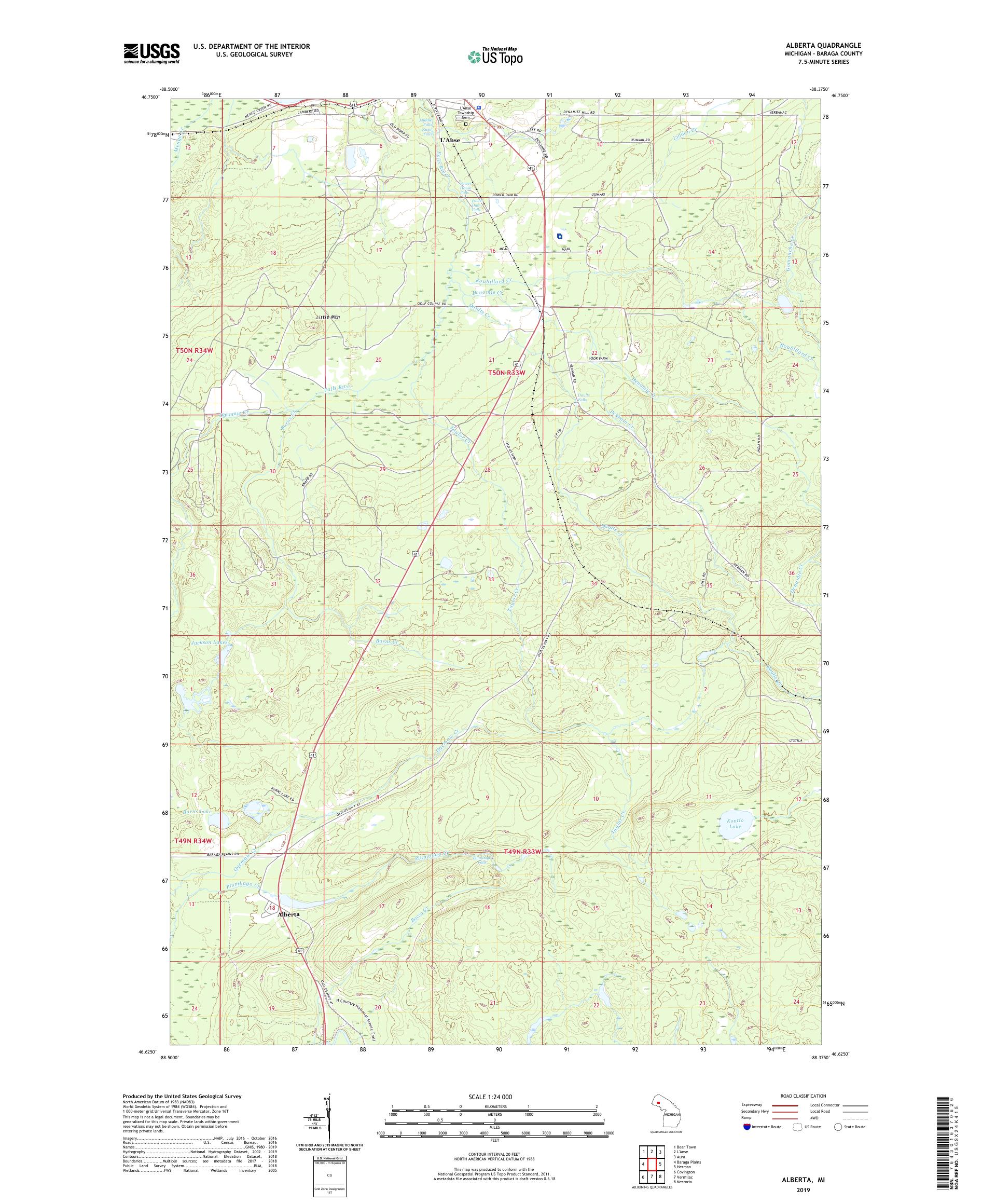 Alberta Michigan US Topo Map – MyTopo Map Store