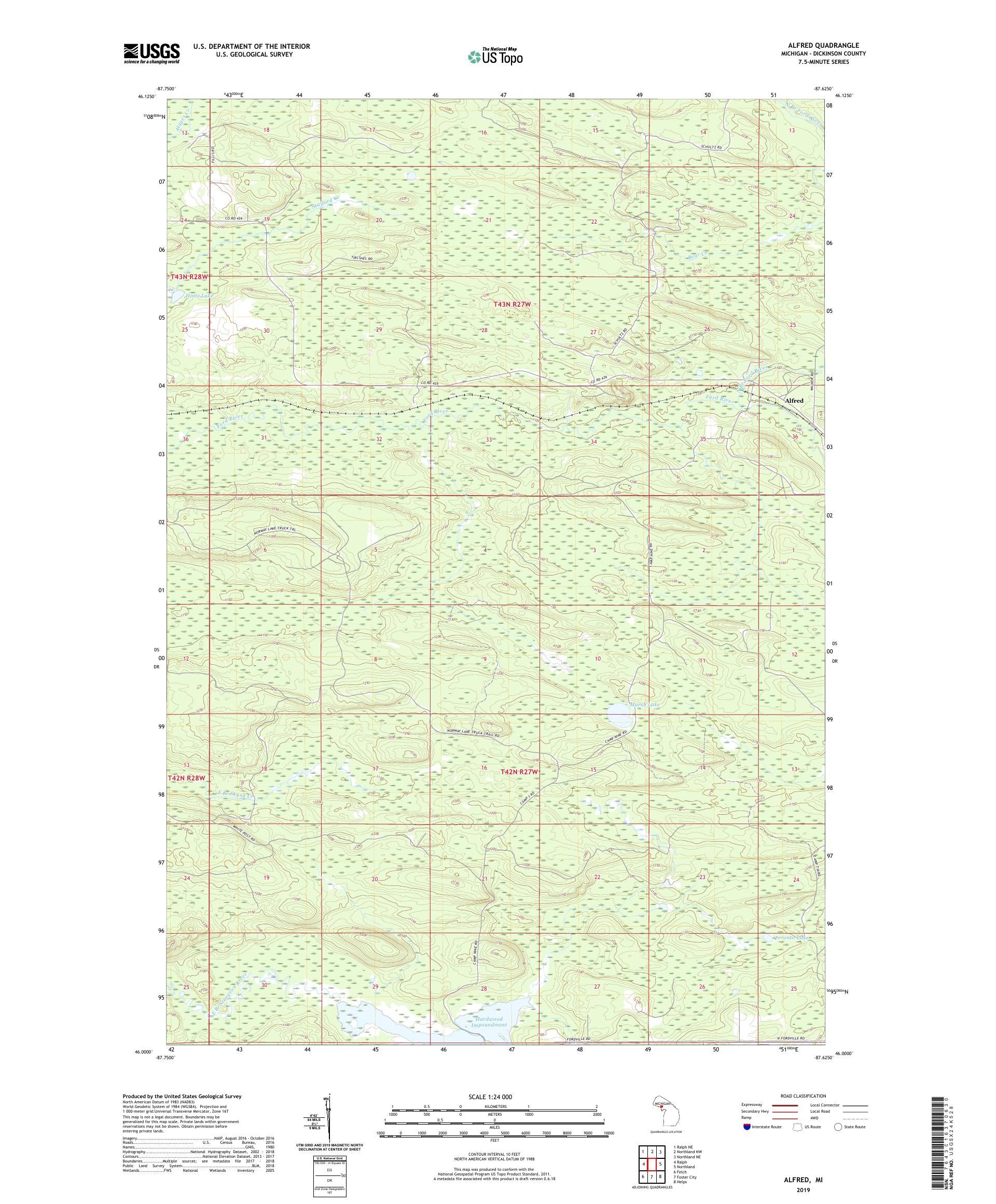 Alfred Michigan US Topo Map – MyTopo Map Store