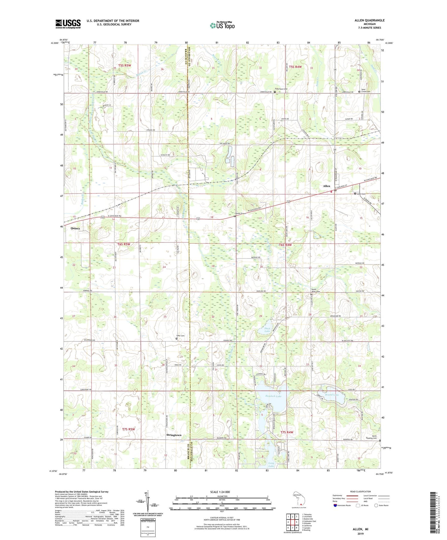 Allen Michigan US Topo Map Image