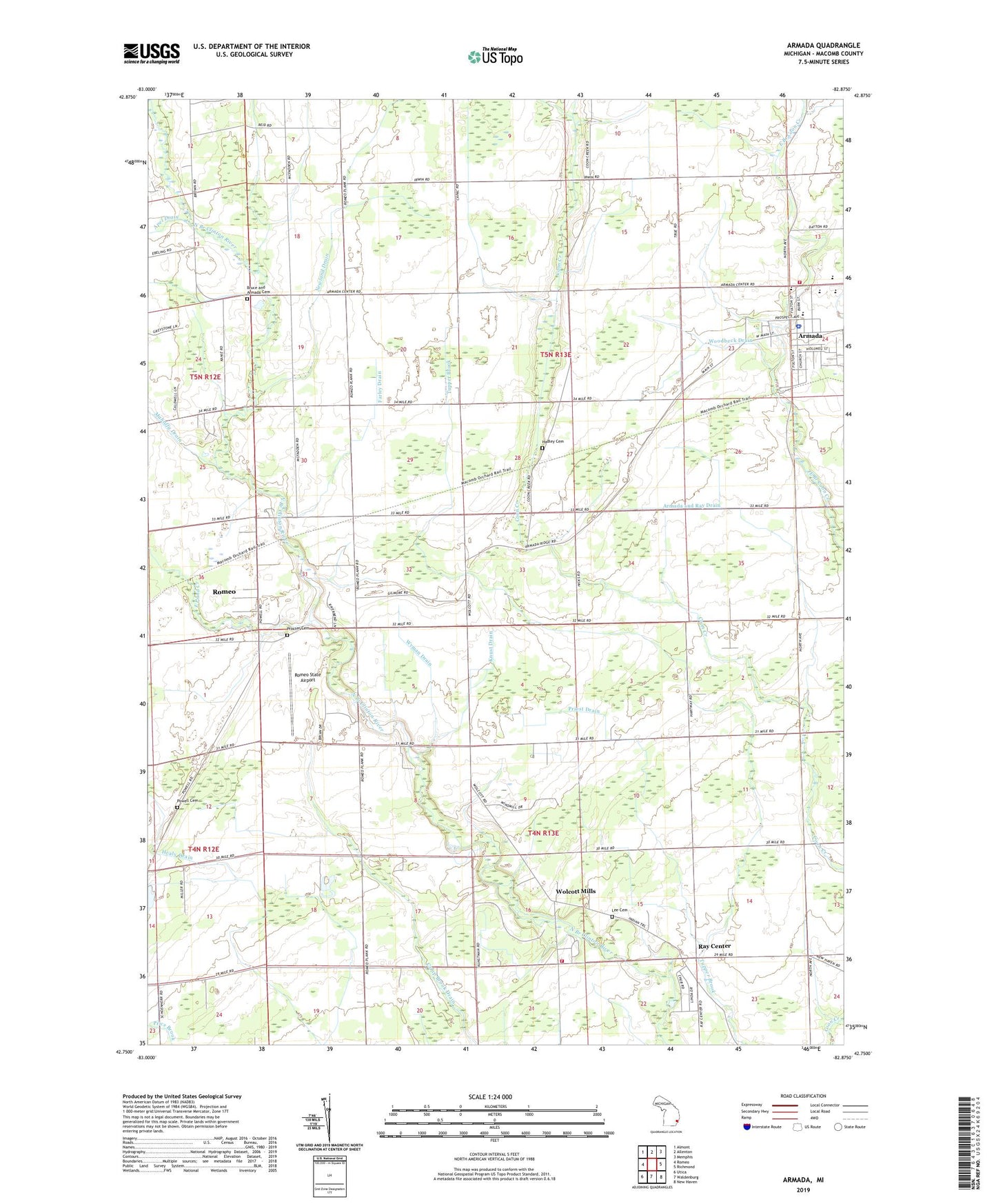 Armada Michigan US Topo Map Image