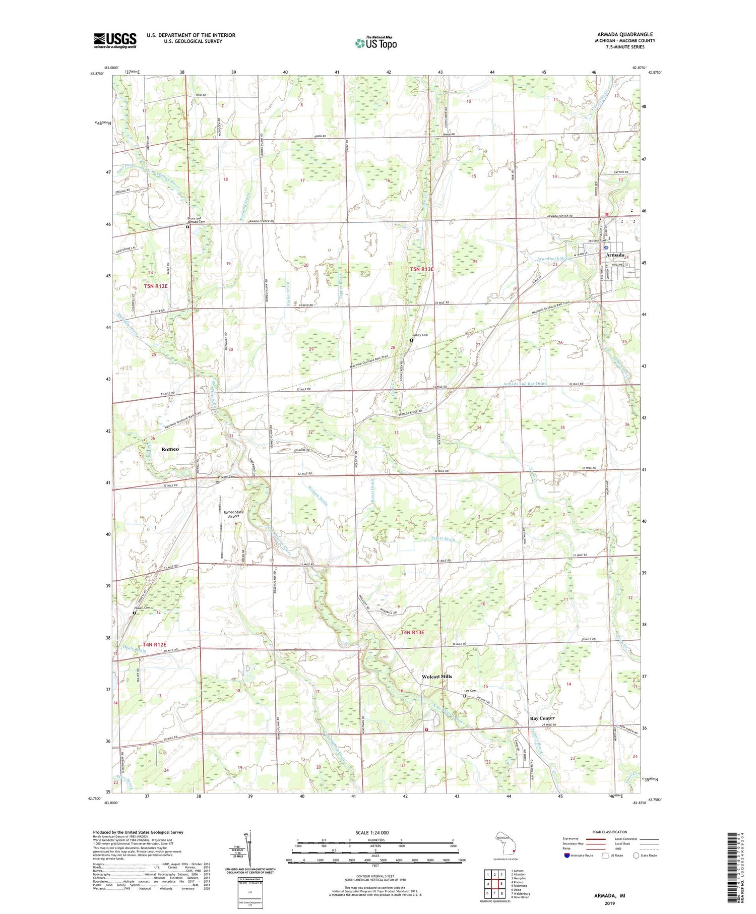Armada Michigan US Topo Map Image
