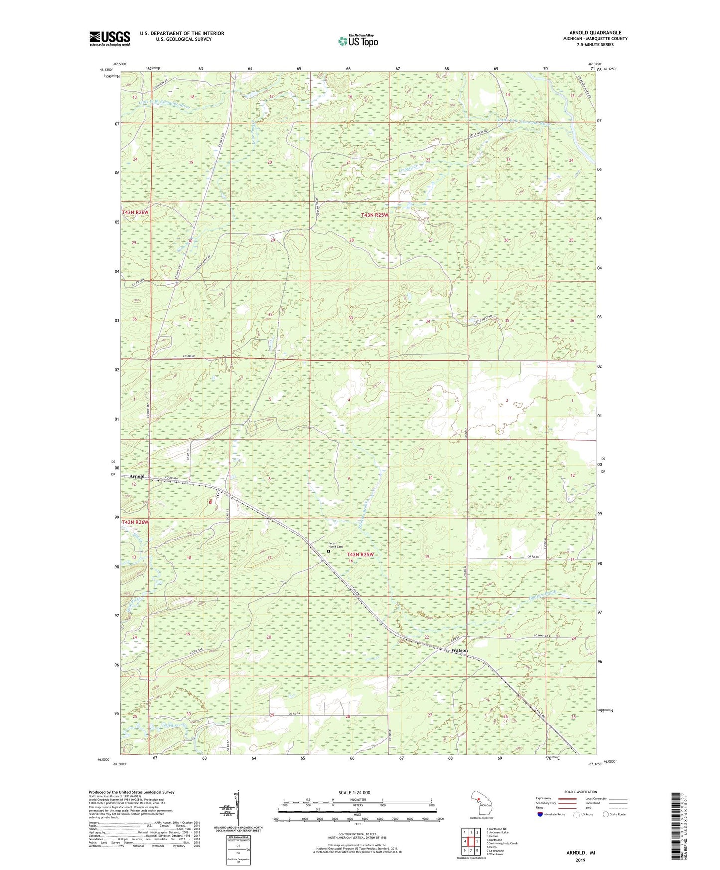 Arnold Michigan US Topo Map Image