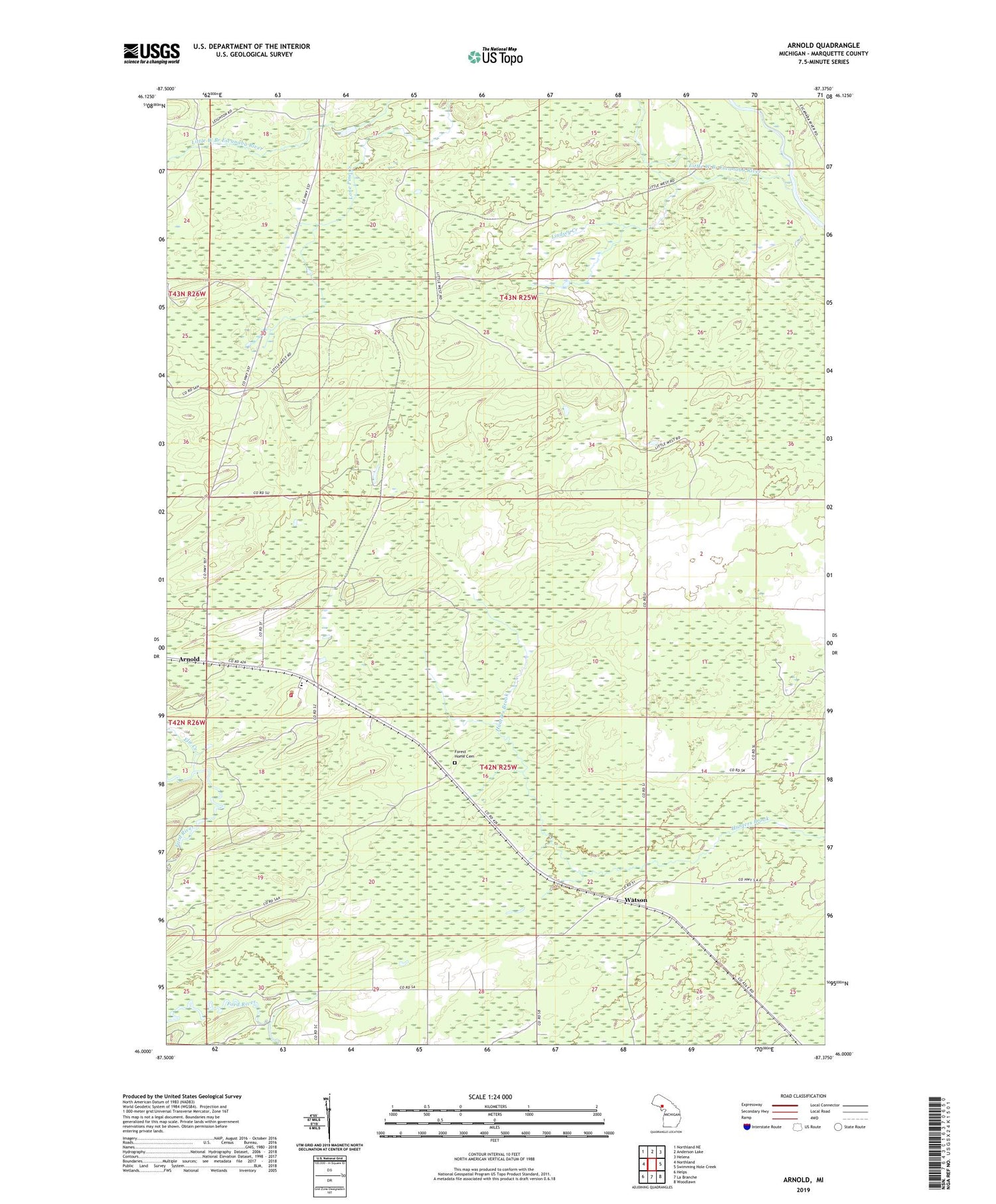 Arnold Michigan US Topo Map Image