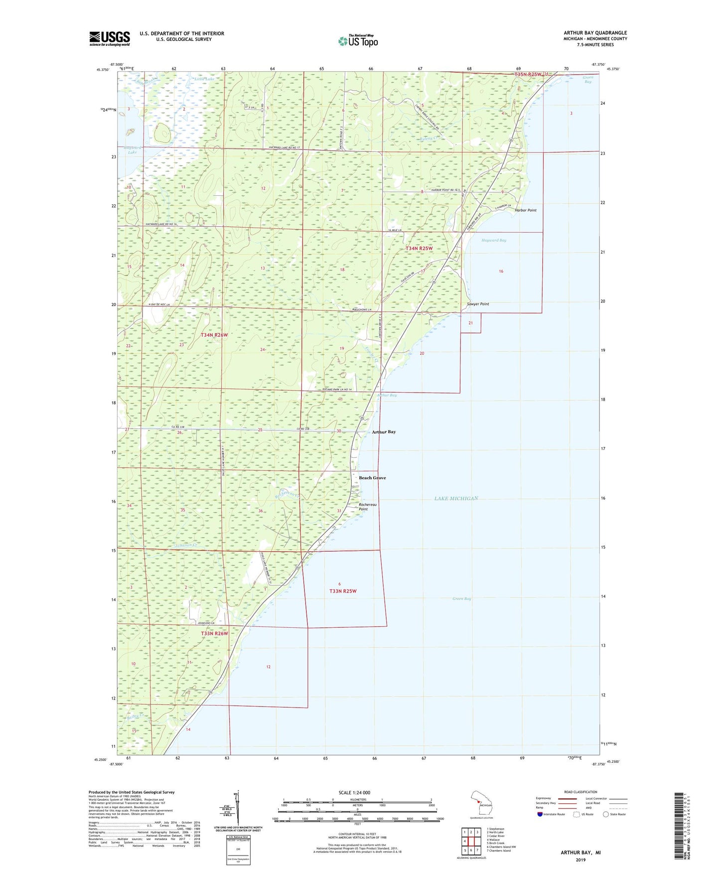 Arthur Bay Michigan US Topo Map Image