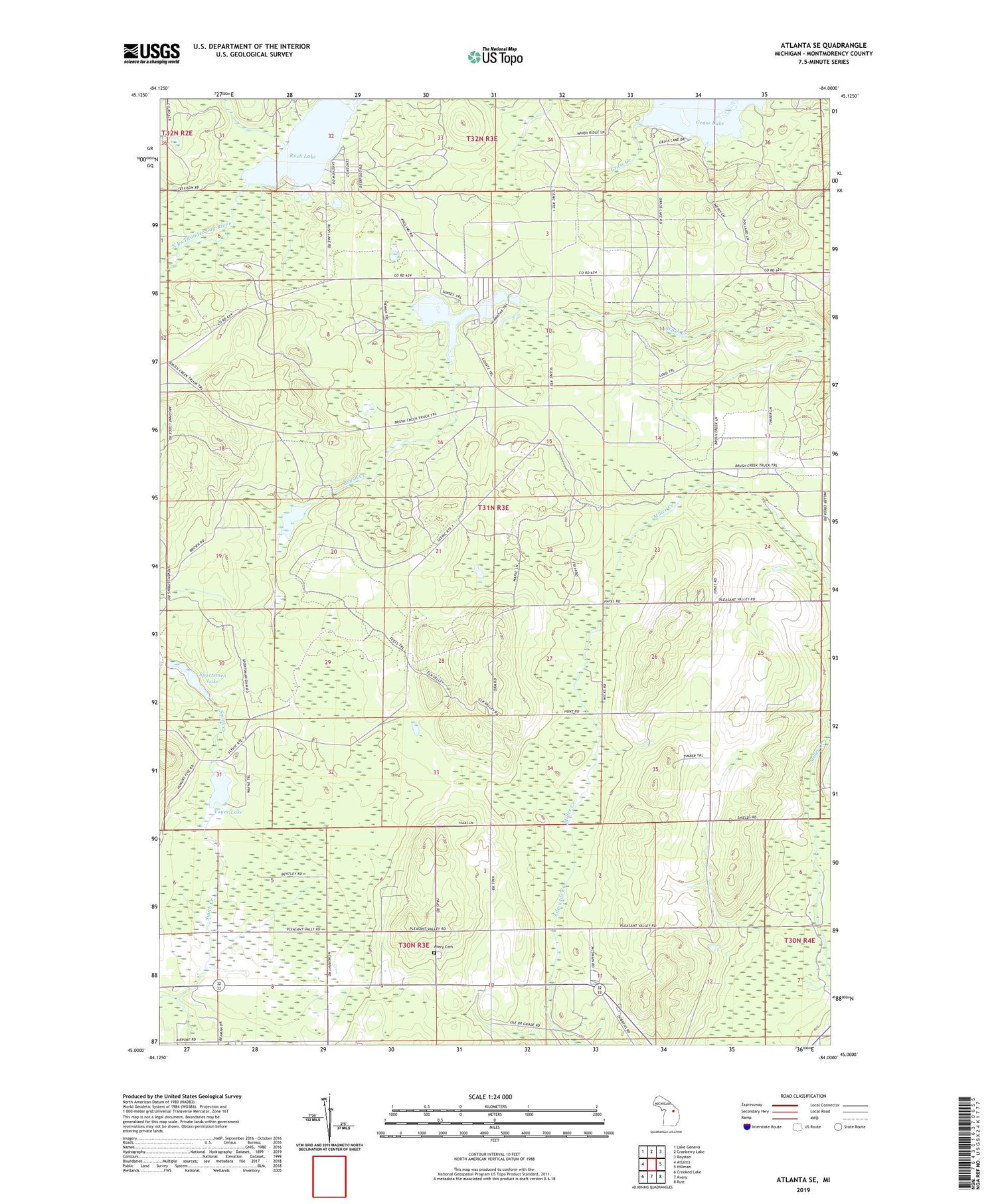 Atlanta SE Michigan US Topo Map Image