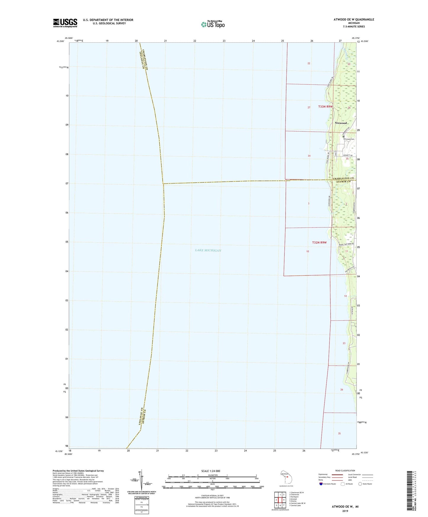 Atwood OE W Michigan US Topo Map Image