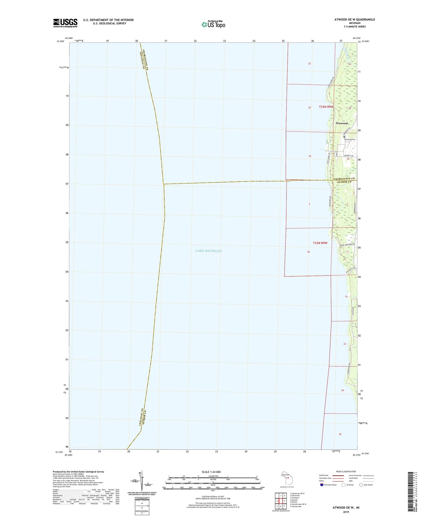 Atwood OE W Michigan US Topo Map Image
