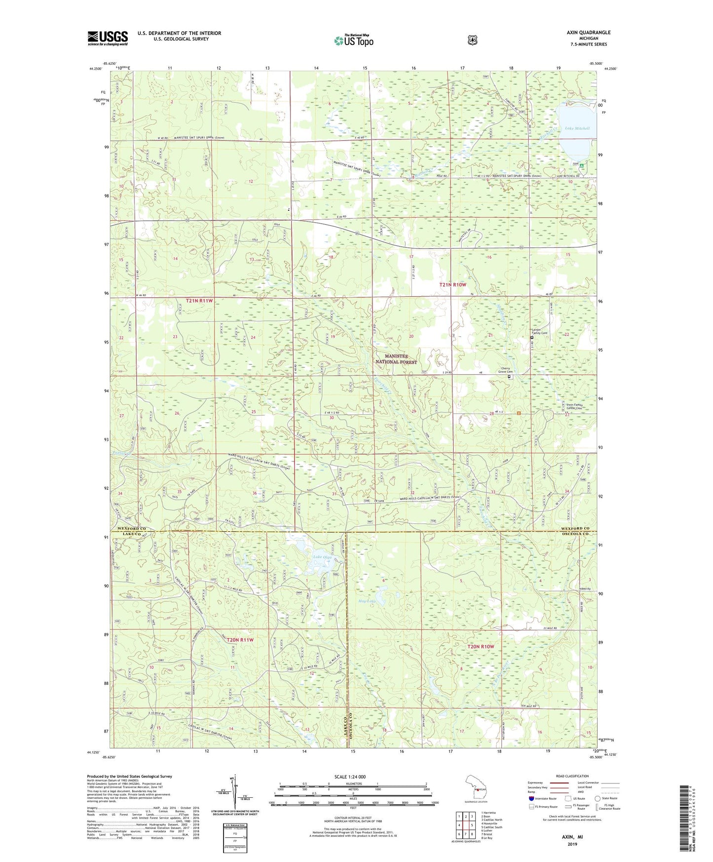 Axin Michigan US Topo Map Image